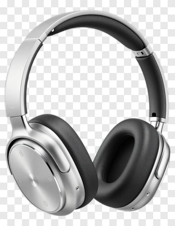 Wireless Headphones With Silver And Black Design PNG