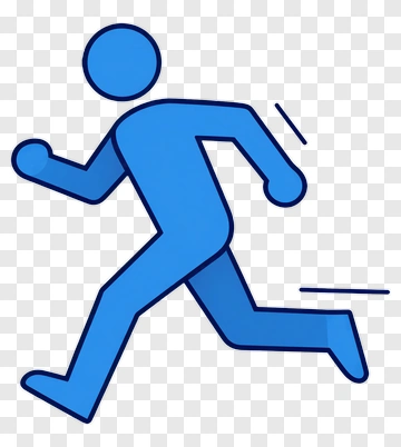 Running Blue Figure PNG