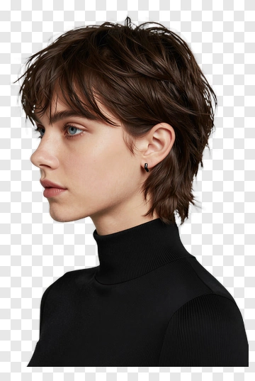 Profile Portrait Of A Young Woman With Short Hair PNG