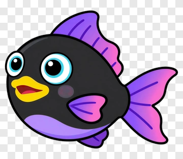 Cartoon Fish With Colorful Fins PNG
