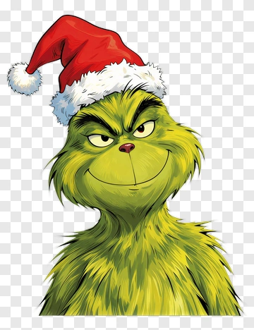 Cartoon Grinch Wearing A Santa Hat PNG