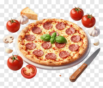 Pepperoni Pizza With Fresh Ingredients PNG