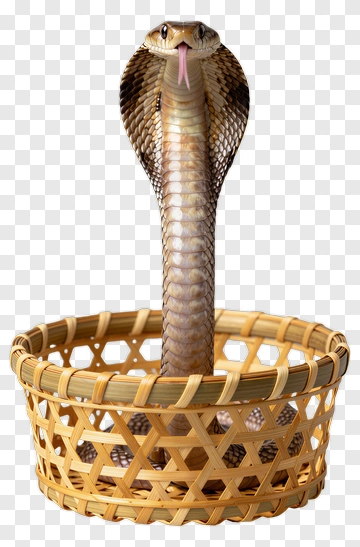 Cobra Snake In A Woven Basket PNG