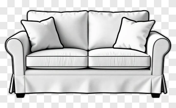 White Couch With Decorative Pillows PNG