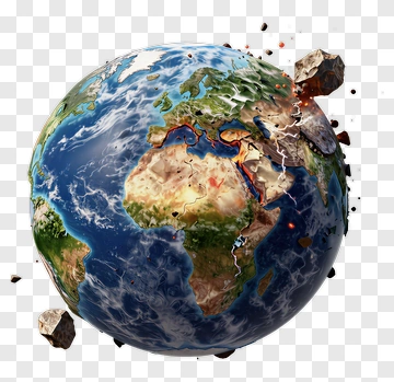 3D Earth With Cracks And Rocks PNG