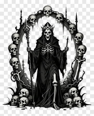 Skeleton Queen Surrounded By Skulls PNG