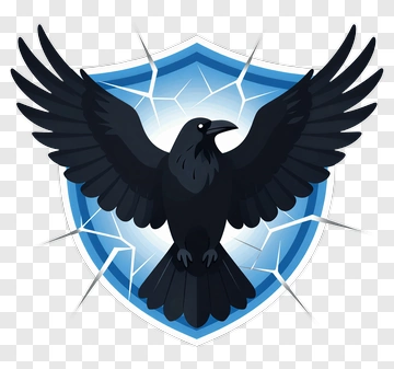 Cartoon Raven With Wings Spread On A Shield PNG