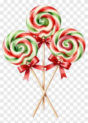 Candy Lollipops With Red And Green Swirls PNG