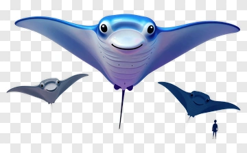 Cartoon Manta Ray Swimming Above A Person PNG