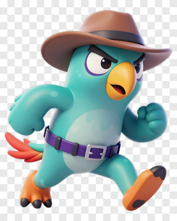 Cartoon Bird Wearing A Hat And Running PNG