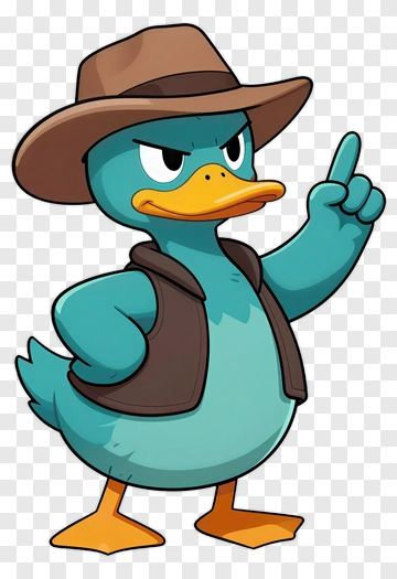Cartoon Duck Wearing A Hat And Vest PNG