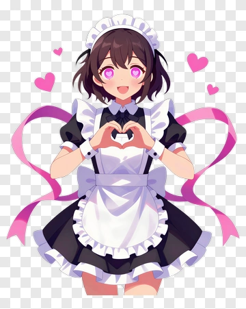 Maid Making A Heart Gesture PNG