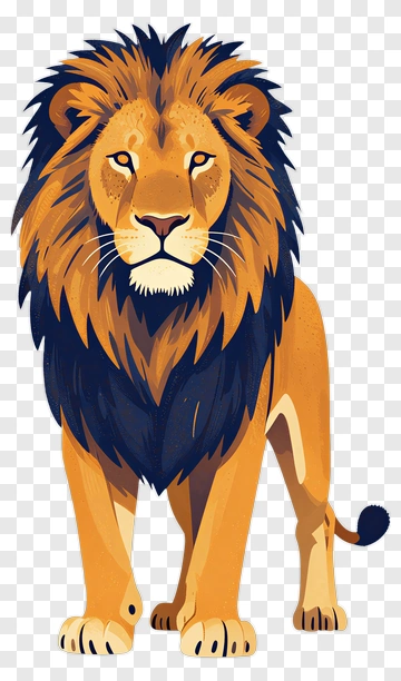 Cartoon Lion Standing Proudly PNG
