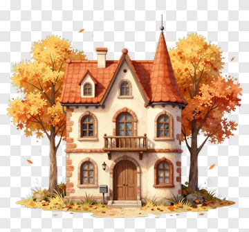 Charming House Surrounded By Autumn Trees PNG