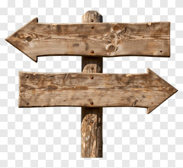 Wooden Directional Signpost With Two Arrows PNG