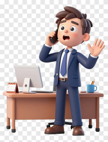 Cartoon Businessman Talking On Phone PNG