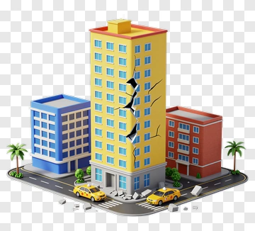 Damaged Building In Urban Environment PNG