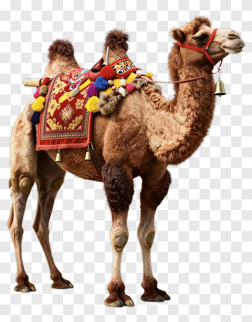 Camel With Ornate Saddle And Bells PNG