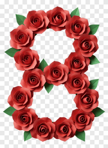 Number 8 Made Of Red Roses PNG