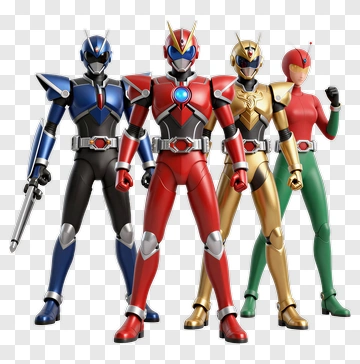 Superhero Team Of Four Characters PNG