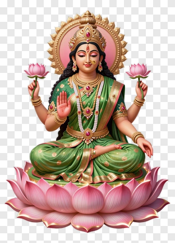 Goddess Lakshmi Sitting On A Lotus PNG