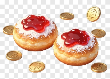 Donuts With Jam And Bitcoin Coins PNG