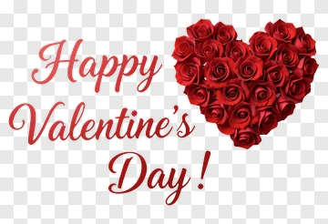 Happy Valentine's Day With Red Roses PNG