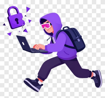 Cartoon Hacker Using A Laptop PNG