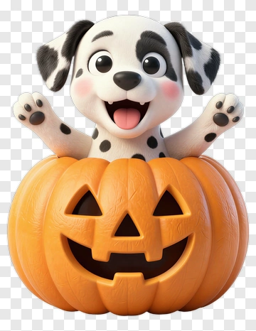 Cartoon Dog In A Halloween Pumpkin PNG