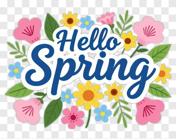Hello Spring Floral Design PNG