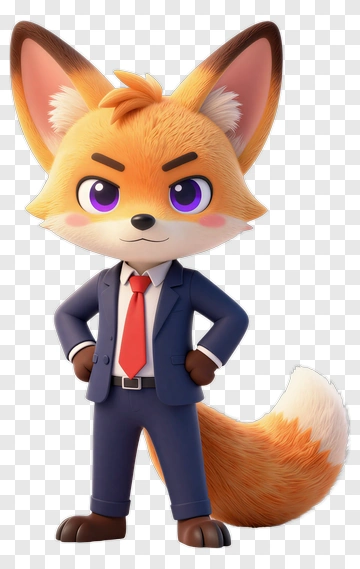 3D Fox Character In A Suit PNG