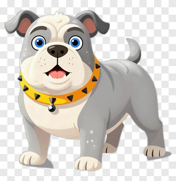 Cartoon Bulldog With Spiked Collar PNG