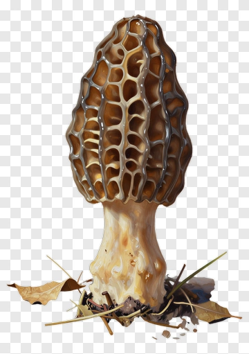 Morel Mushroom Growing In The Forest PNG