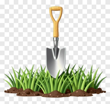 Garden Shovel In Grass PNG