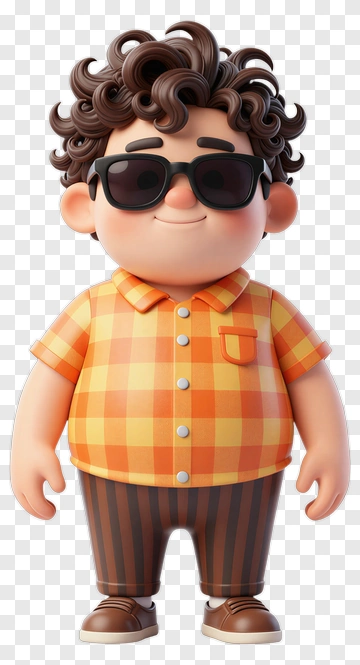 3D Cartoon Boy Wearing Sunglasses PNG