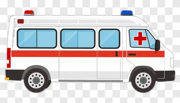 Ambulance With Red Cross And Sirens PNG
