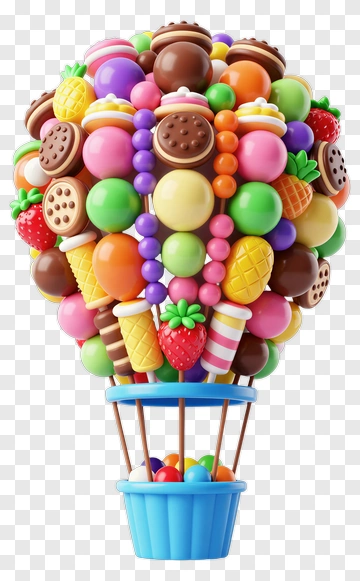 Colorful Candy Hot Air Balloon PNG
