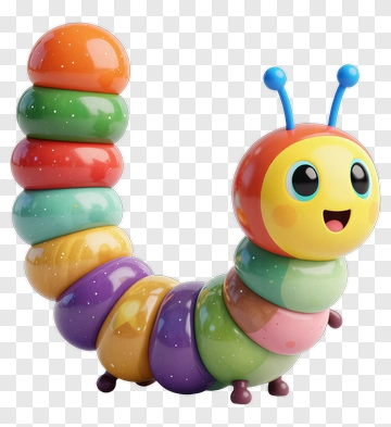 Colorful Cartoon Caterpillar Toy PNG