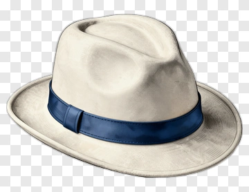 White Fedora Hat With Blue Band PNG