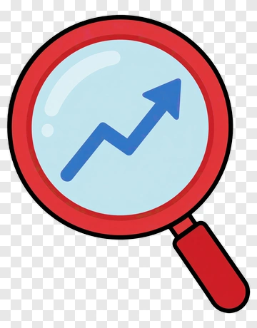 Magnifying Glass With A Growth Arrow PNG