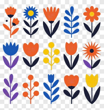 Colorful Flower Pattern PNG