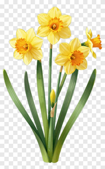 Colorful Daffodil Flowers PNG