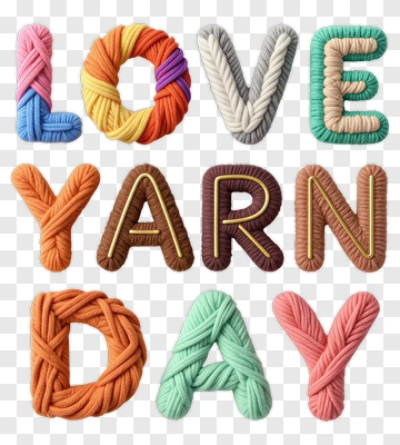 Love Yarn Day Text In Colorful Yarn PNG