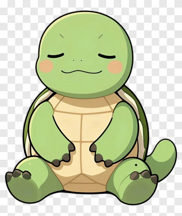 Cartoon Turtle Sitting Calmly PNG