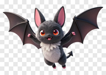 Cartoon Bat With Outstretched Wings PNG