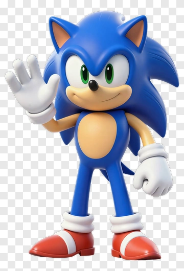 Cartoon Blue Hedgehog Character Waving PNG