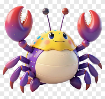 Cartoon Crab With Colorful Shell PNG