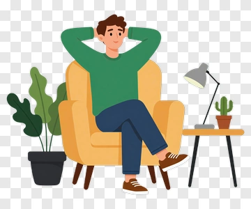 Man Relaxing In A Comfortable Chair PNG