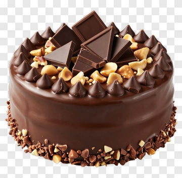 Chocolate Cake With Nuts And Chocolate Decorations PNG