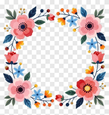 Colorful Floral Frame PNG